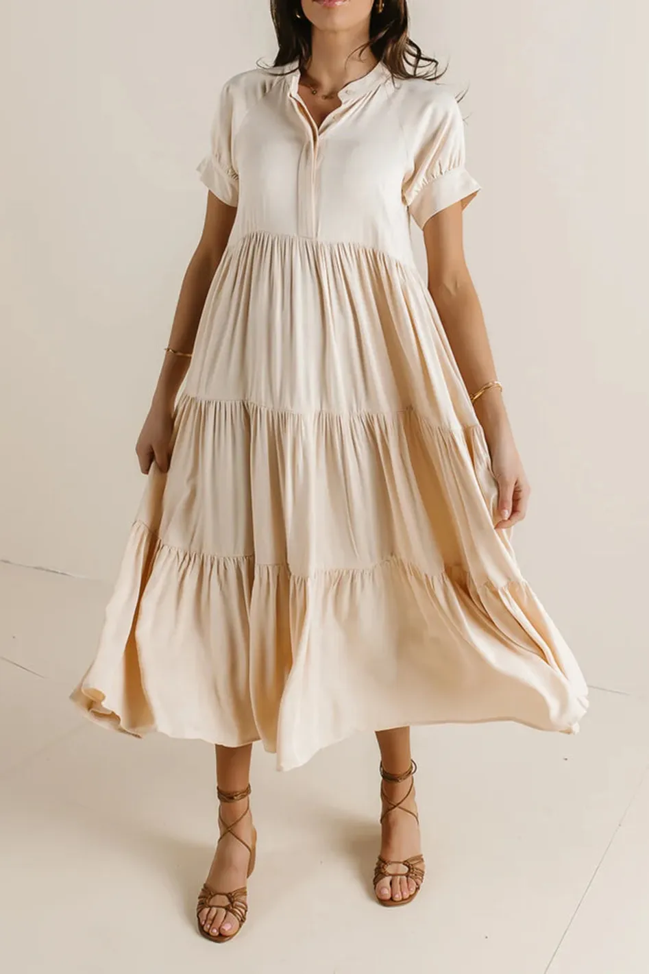 AMANDA TIERED DRESS IN CREAM