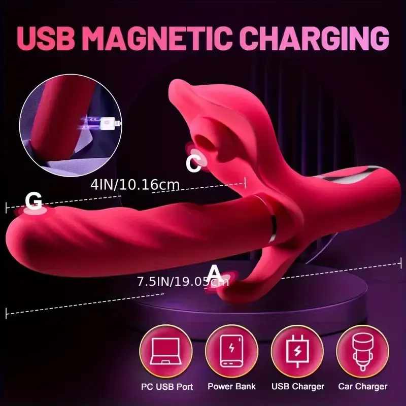 Adult toys Thrusting Dildo G Spot Rabbit Vibrator - 3 in 1 Dildos Clitoral Stimulator Toys with 10 Thrusting 10 Flapping 10 Vibration Modes, Adult Sex Toys Games for Women Couples