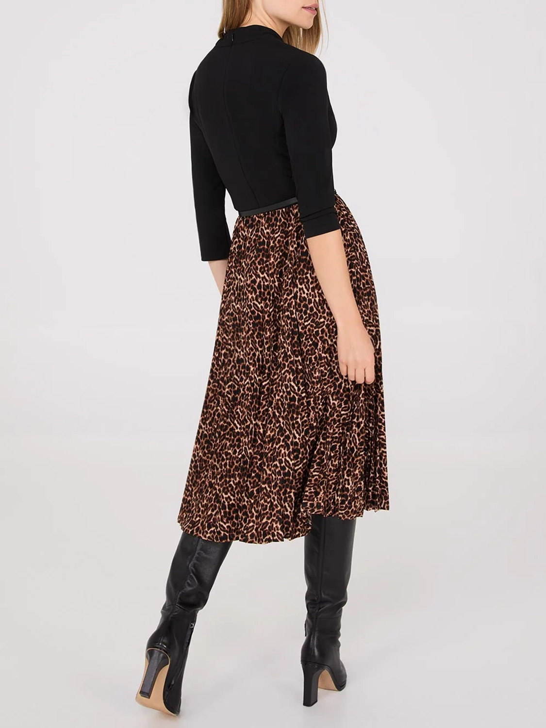 2-Fer Animal Print Belted Dress