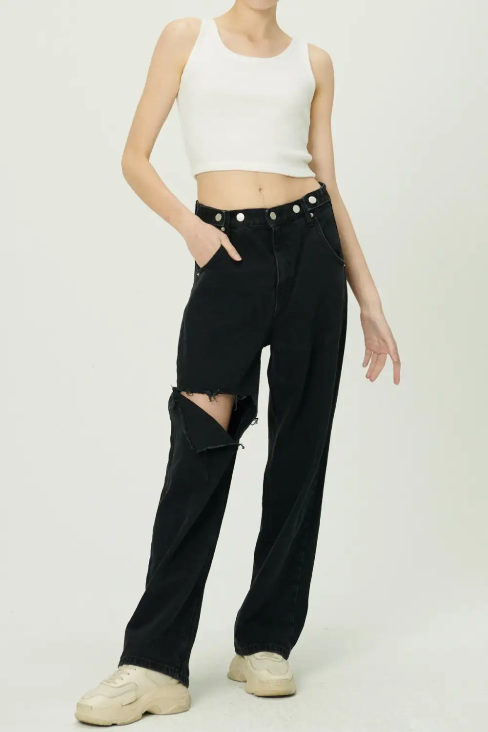 Elo Cutout Wide Leg Jeans