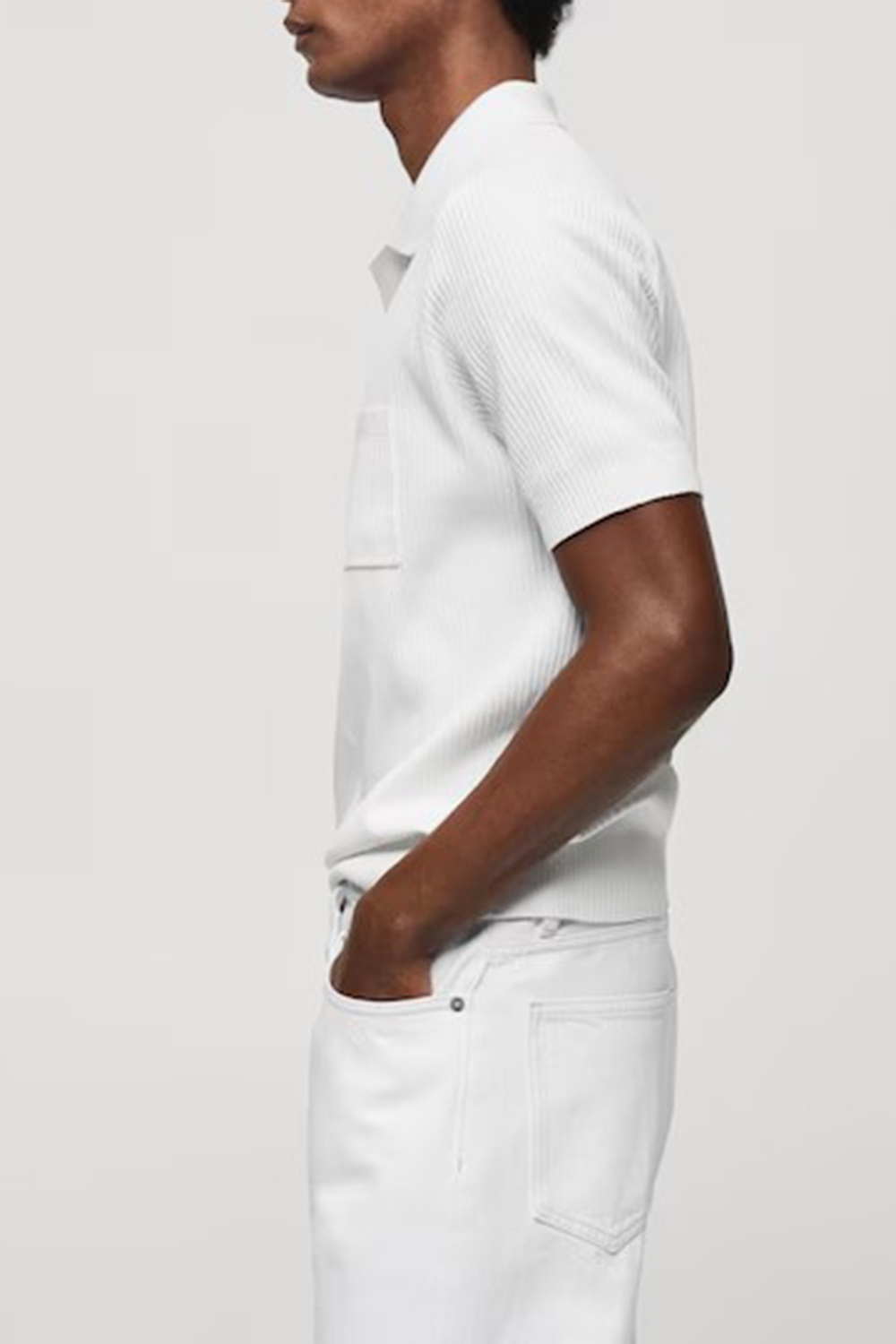 Short-sleeved ribbed polo shirt