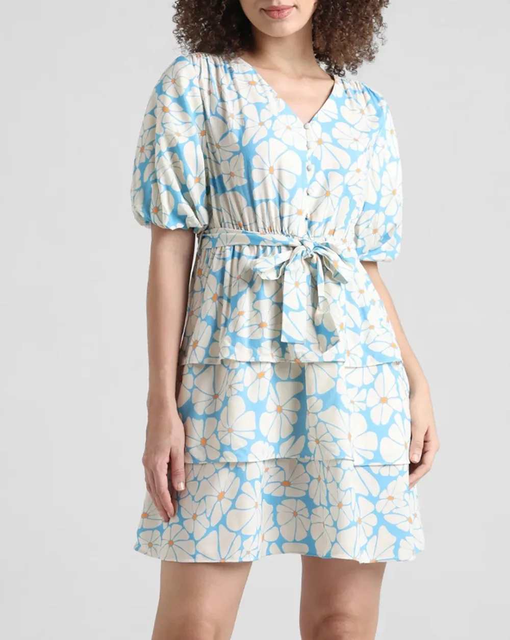 Blue Floral Print Dress