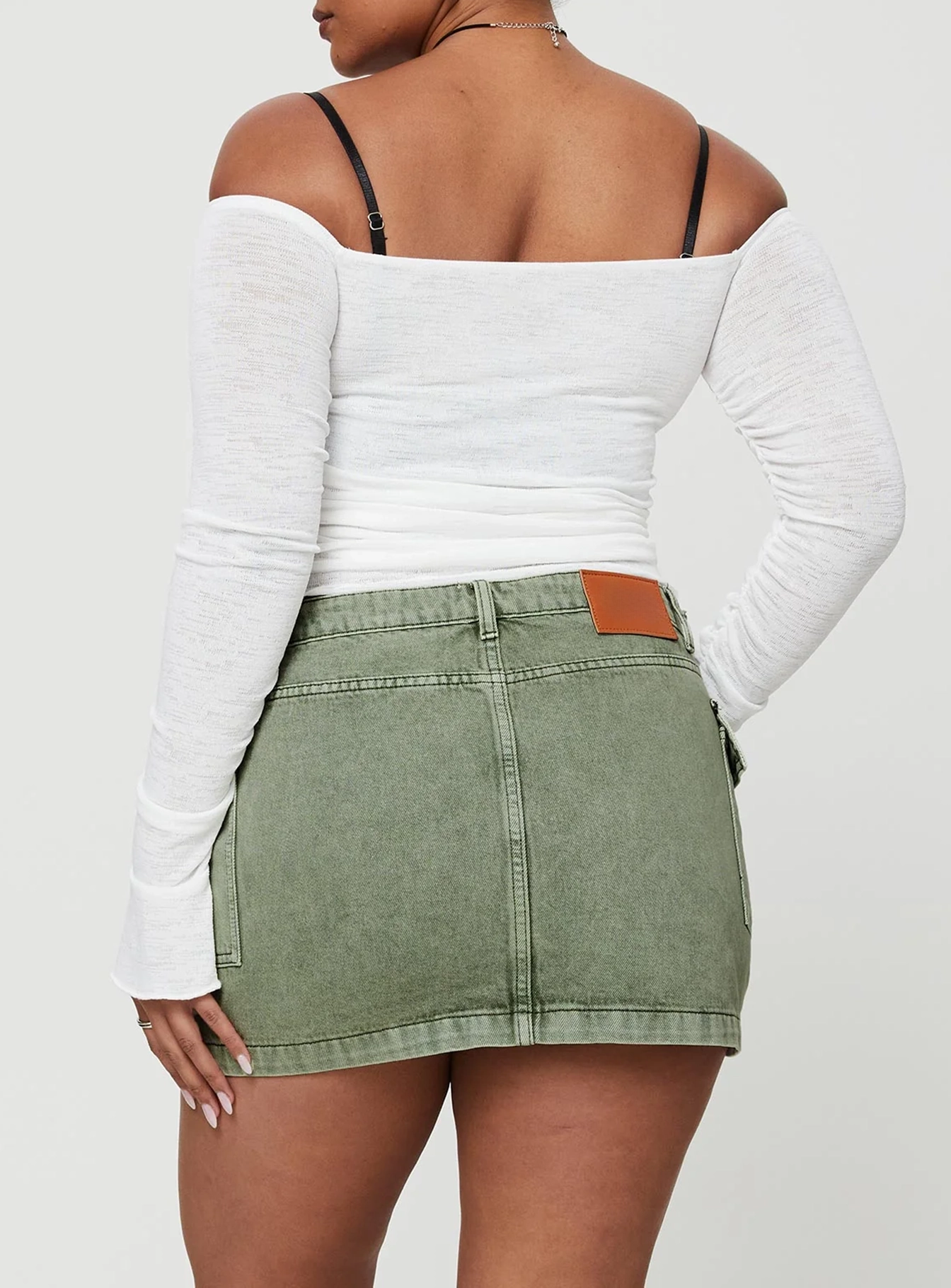 Zakai Cargo Denim Mini Skirt