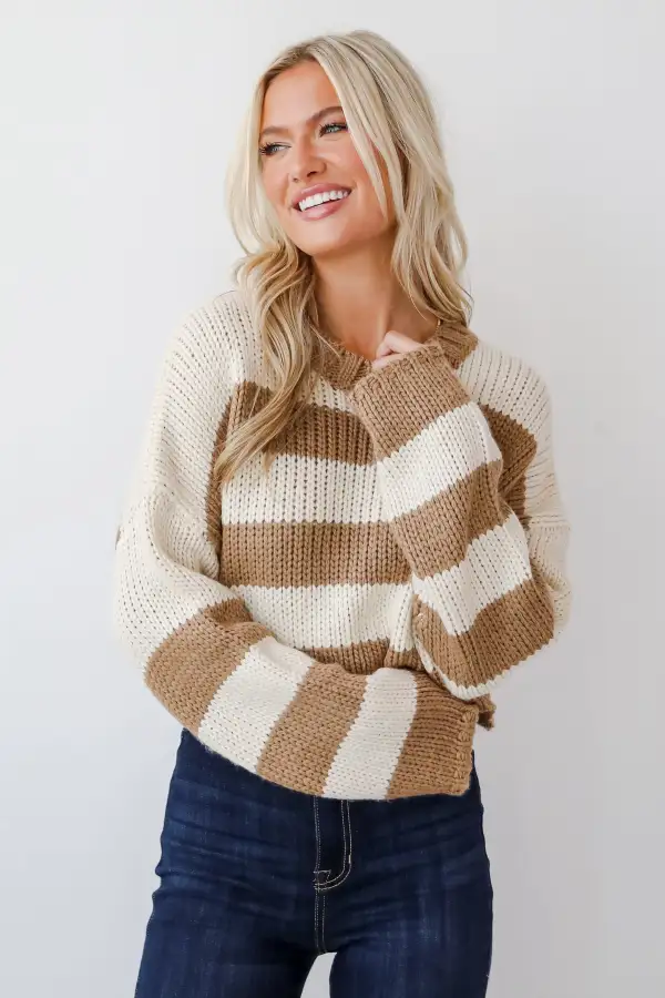 Coziest Dream Cream Striped Sweater - DOORBUSTER