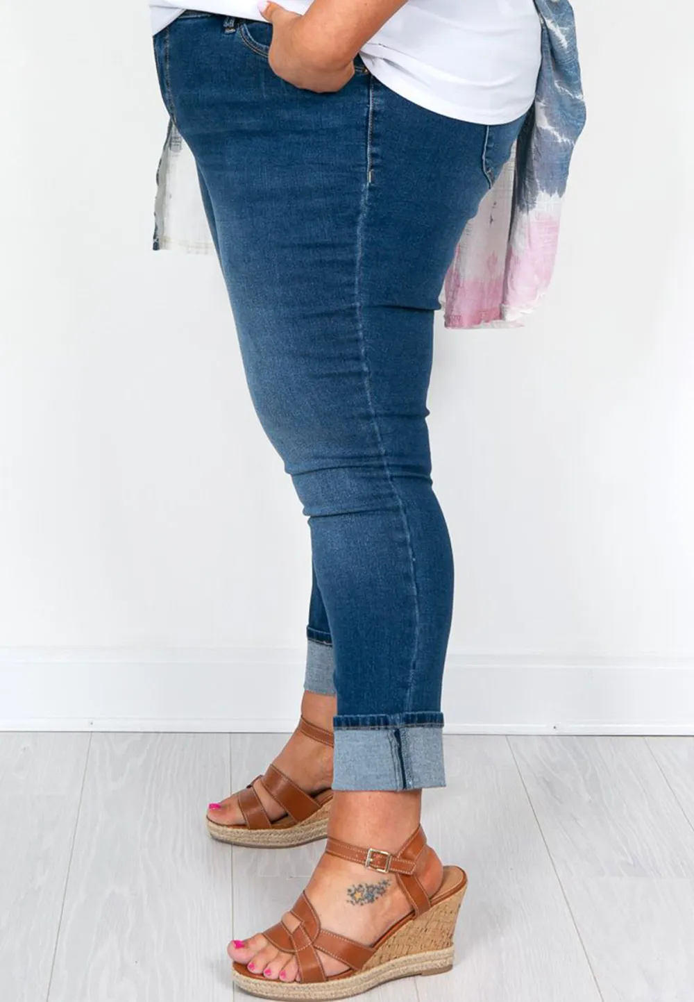 Light Denim Cuffed Jeans