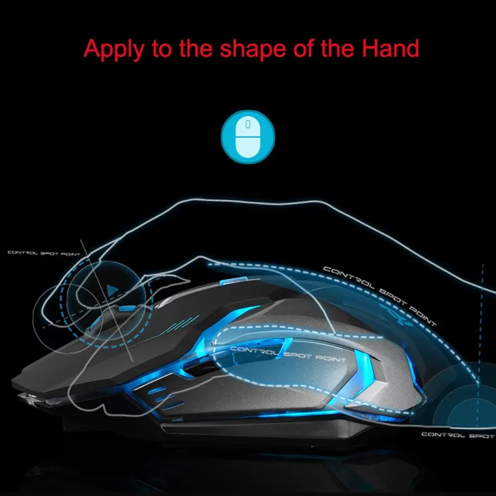 Rechargeable X7 Wireless Silent LED Backlit USB Optical Ergonomic Gaming Mouse Computer Silent PC Desktop Laptop Accessories