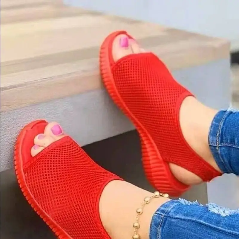 Knitted Mesh Printed Flat-Bottom Comfortable Trend Sandals