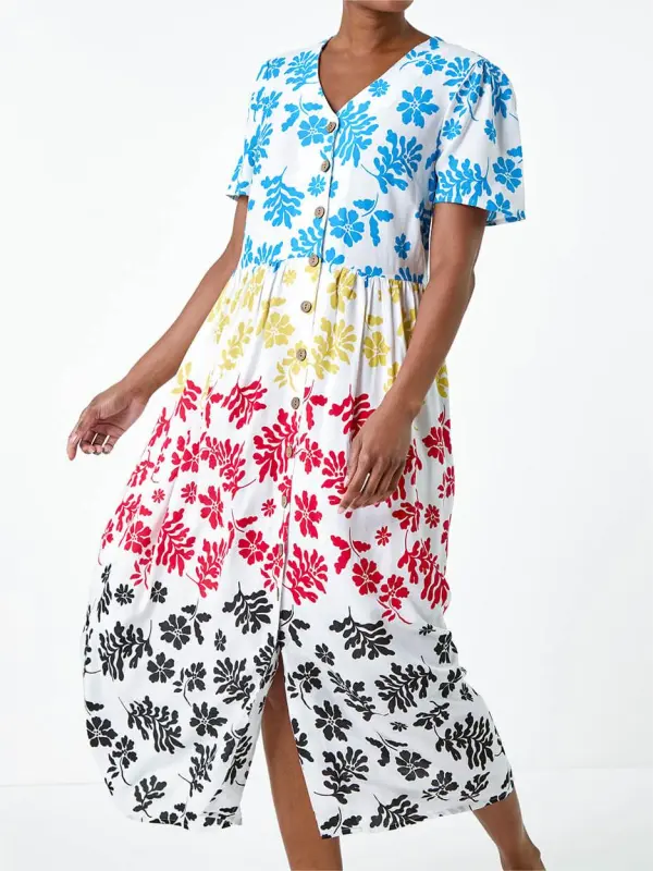 Multicolor patchwork print dress