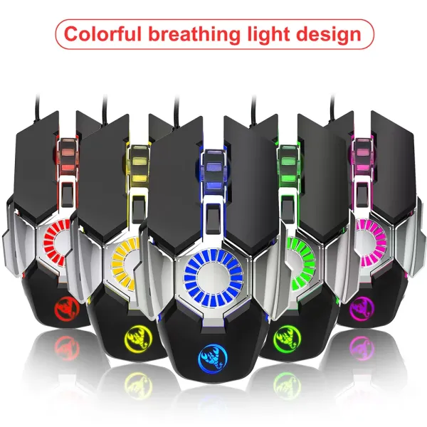 6400dpi ergonomic design programmable breathing lamp luminous game mouse, suitable for notebook computers and desktop computers