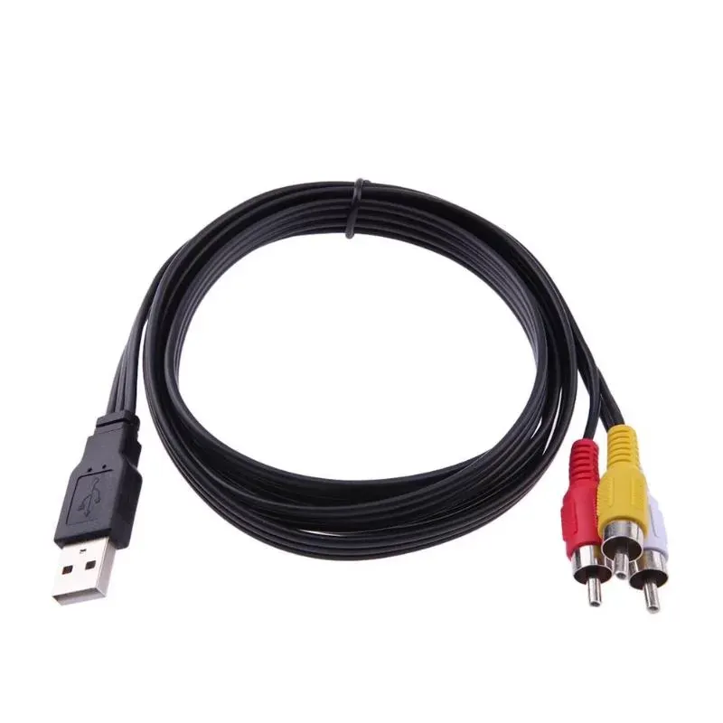 1.5M 5ft USB 2.0 to 3 RCA Cable Male To Male AV Audio Adapter Cord for AV equipment to HDD player