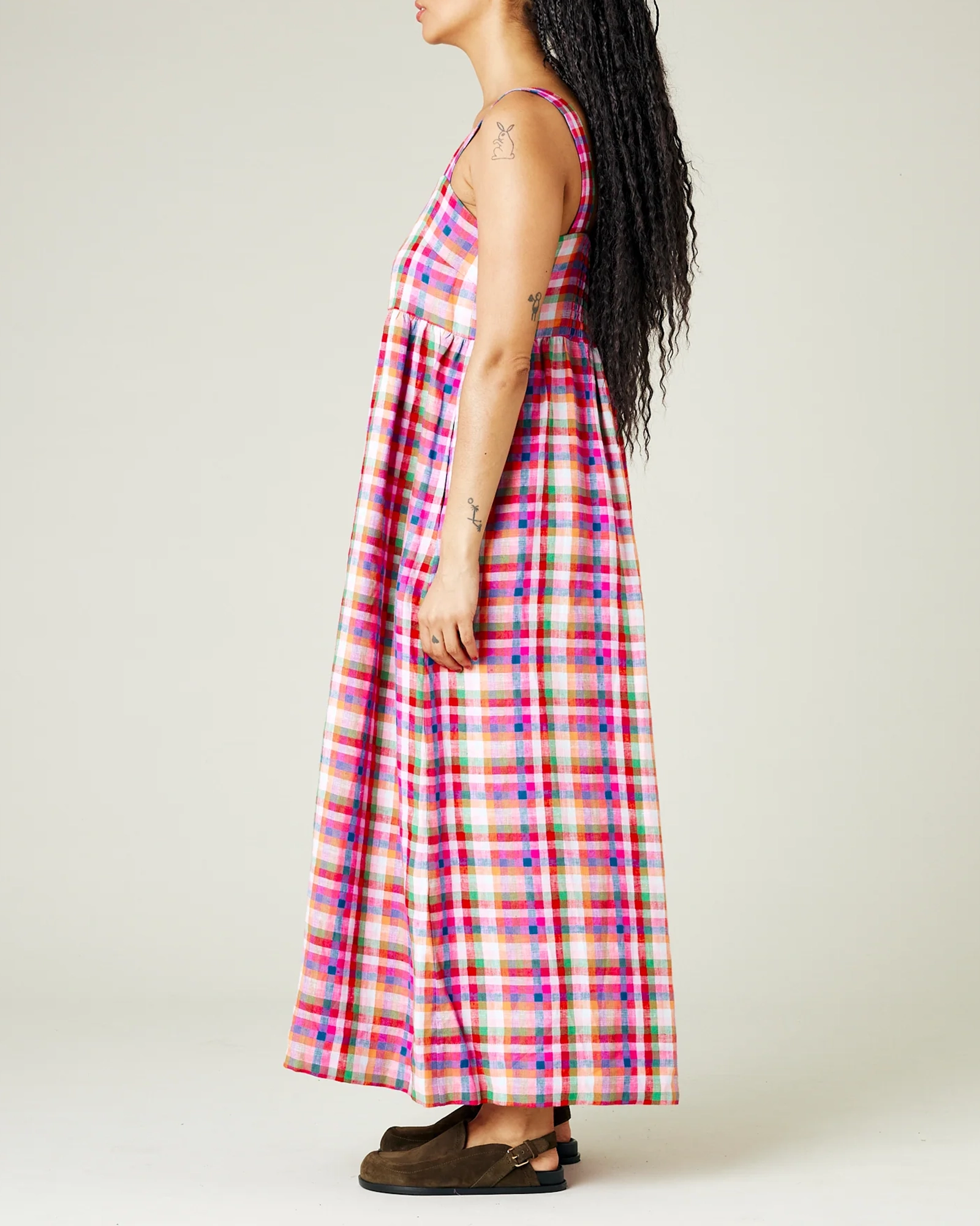 SONNY CHECK LINEN DRESS