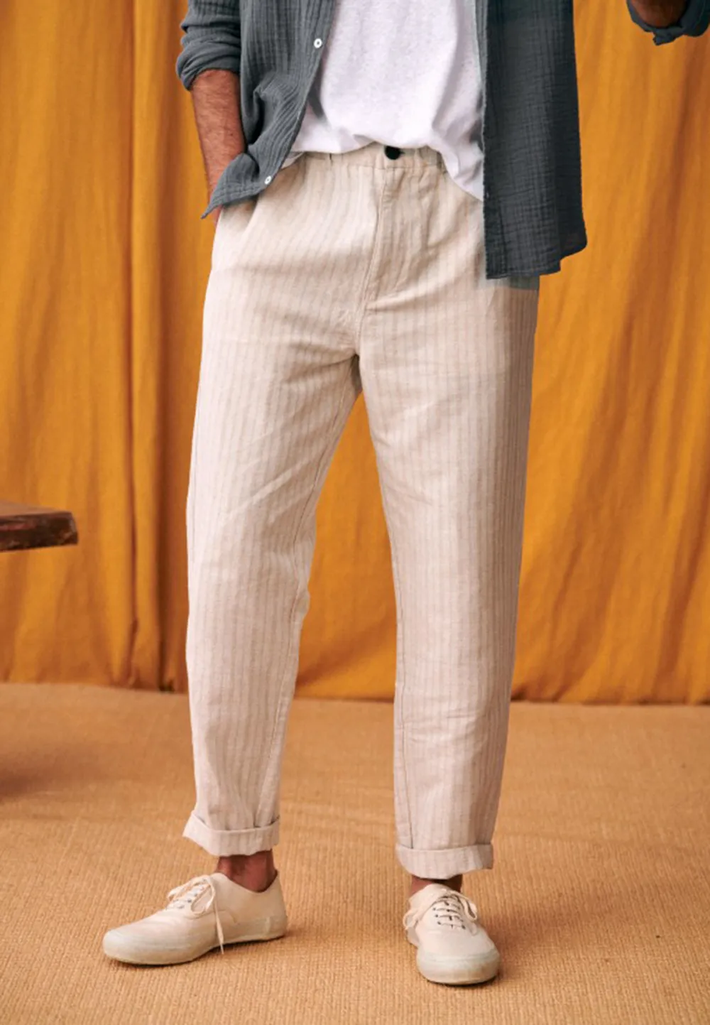 Shane Trousers-Striped beige