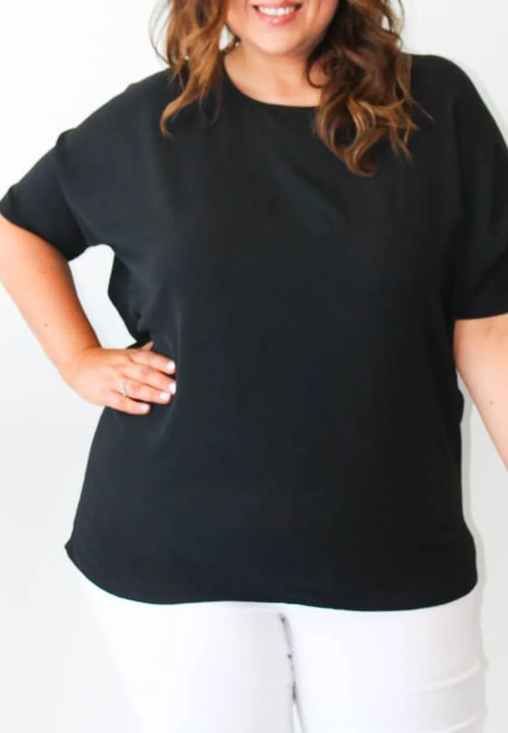 Black Round Neck Top