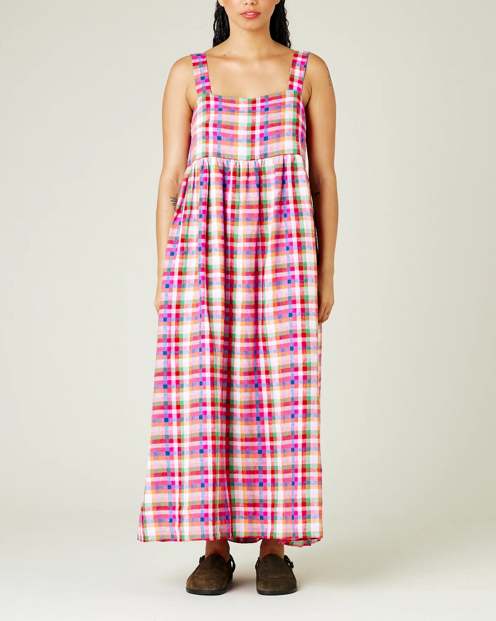 SONNY CHECK LINEN DRESS