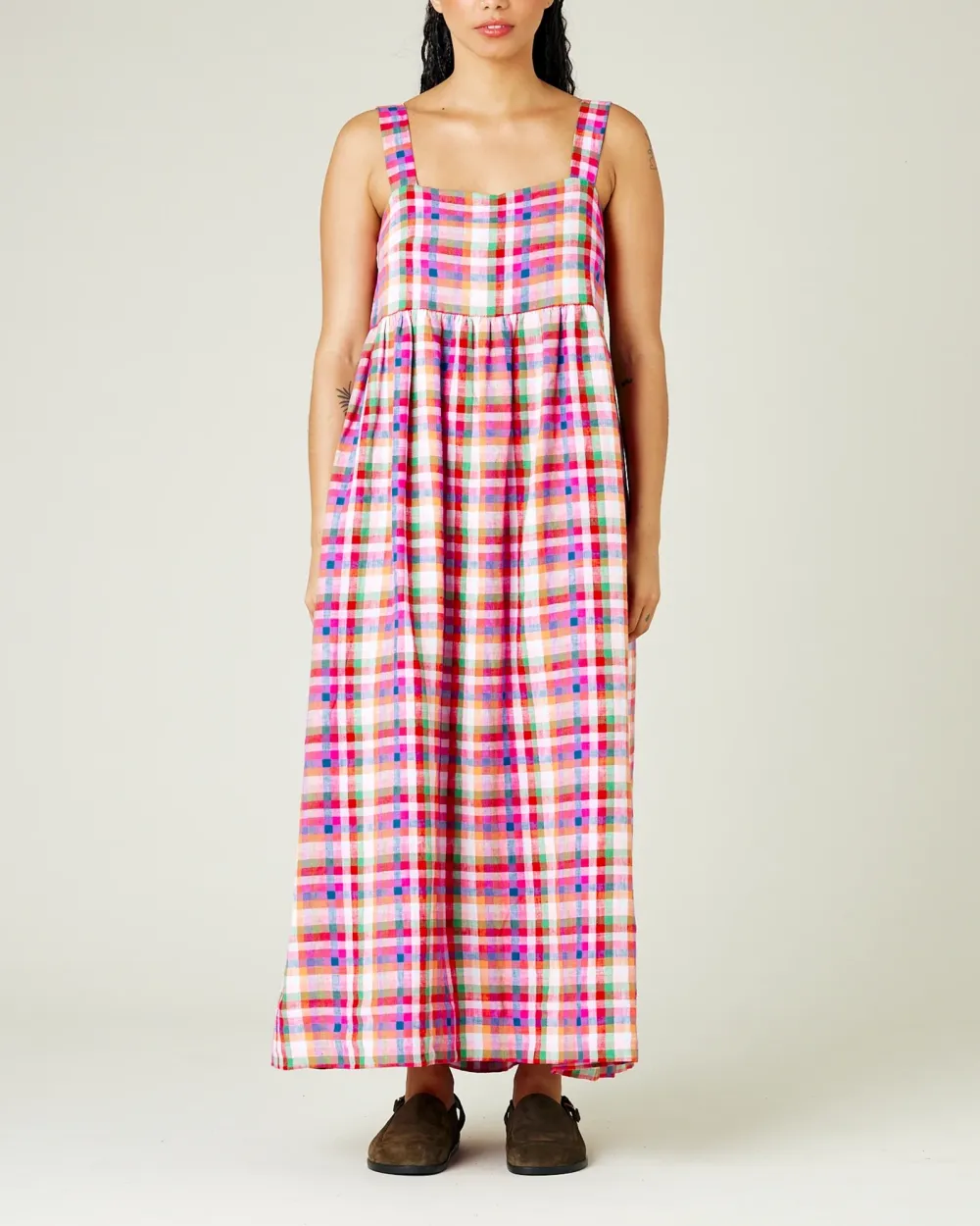 SONNY CHECK LINEN DRESS