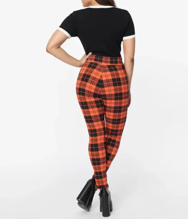 Unique Vintage Orange Plaid Rizzo Cigarette Pants