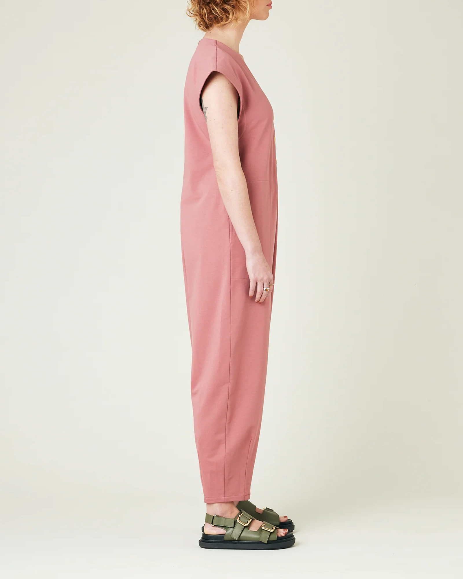 DUSTY PINK COTTON JERSEY JUMPSUIT