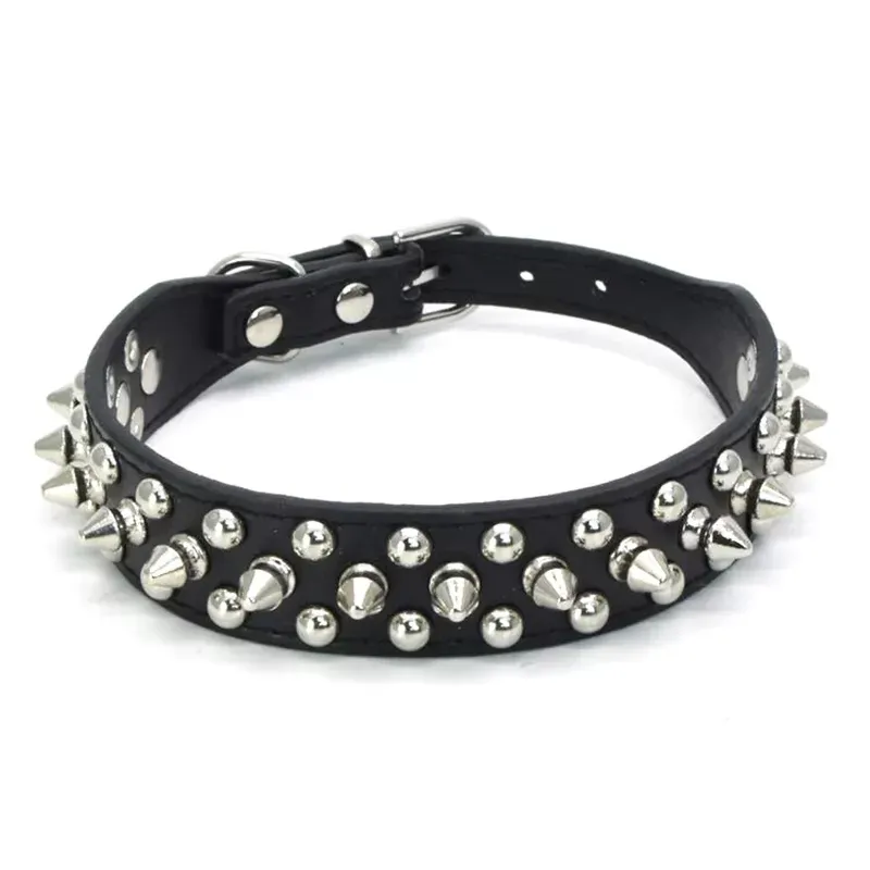 Pet Collars Adjustable Punk Rivet Spiked Studded PU Leather Pet Puppy Dog Collar Neck Straps