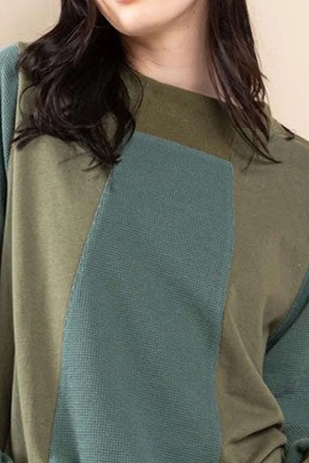 OLIVE TERRY CONTRAST SWEATSHIRTS AND PANTS