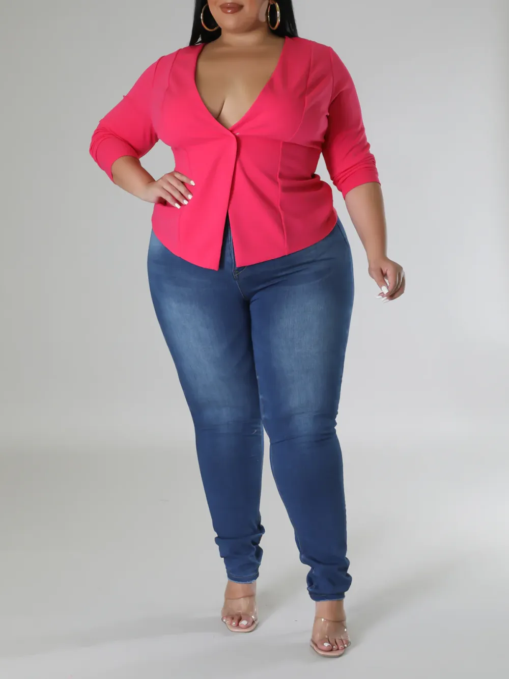 Plus-Size Fashion Women'S Solid Color Cardigan