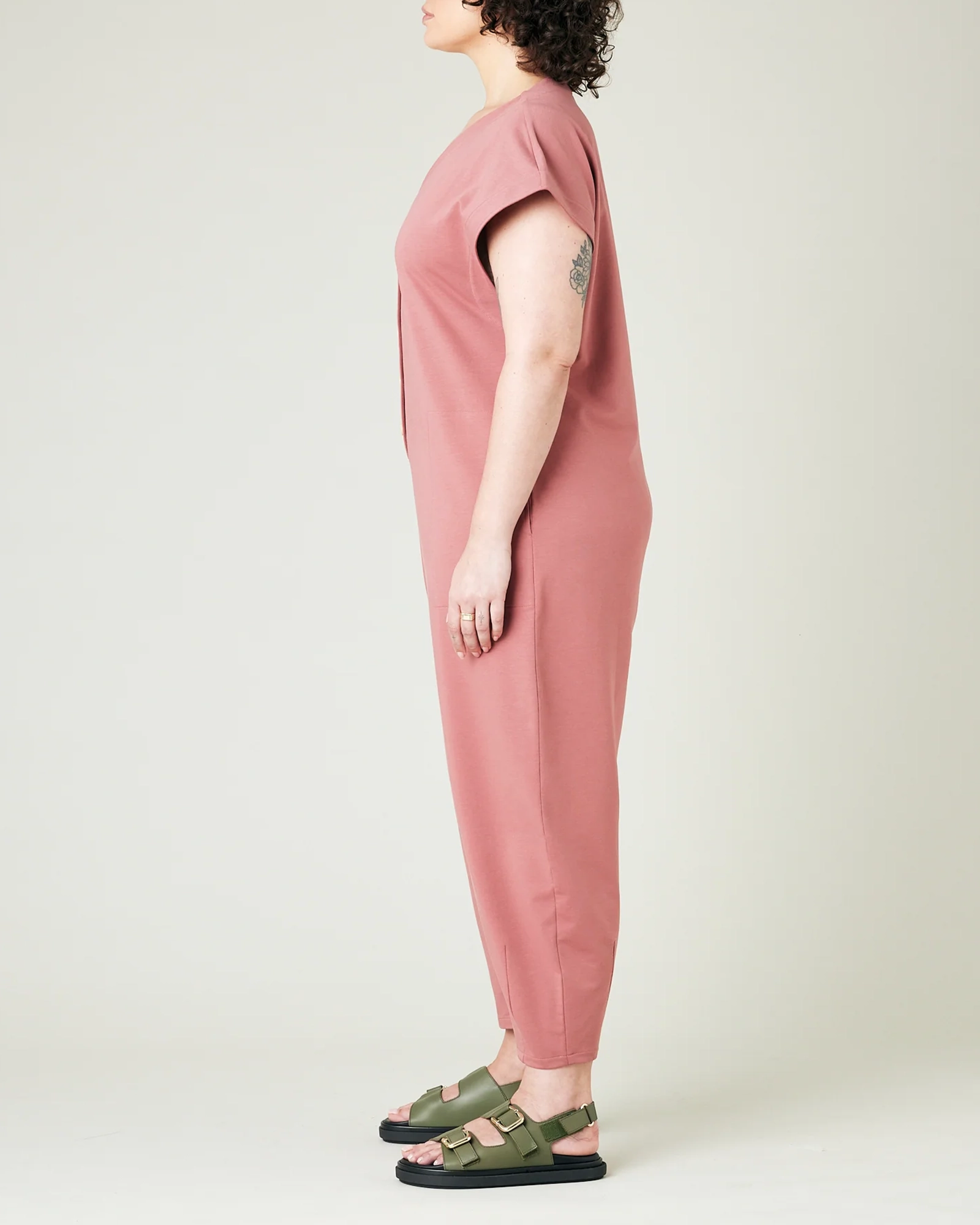 DUSTY PINK COTTON JERSEY JUMPSUIT