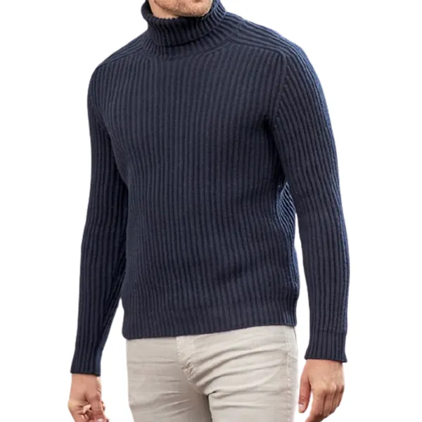 Men's Casual Solid Color Turtleneck Sweater