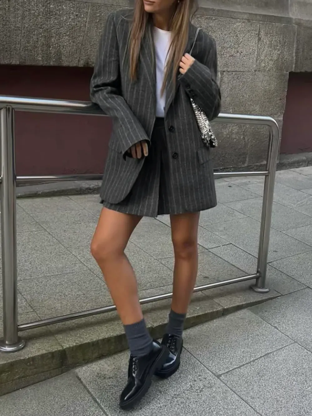 Pocket Stripe Collar Blazer