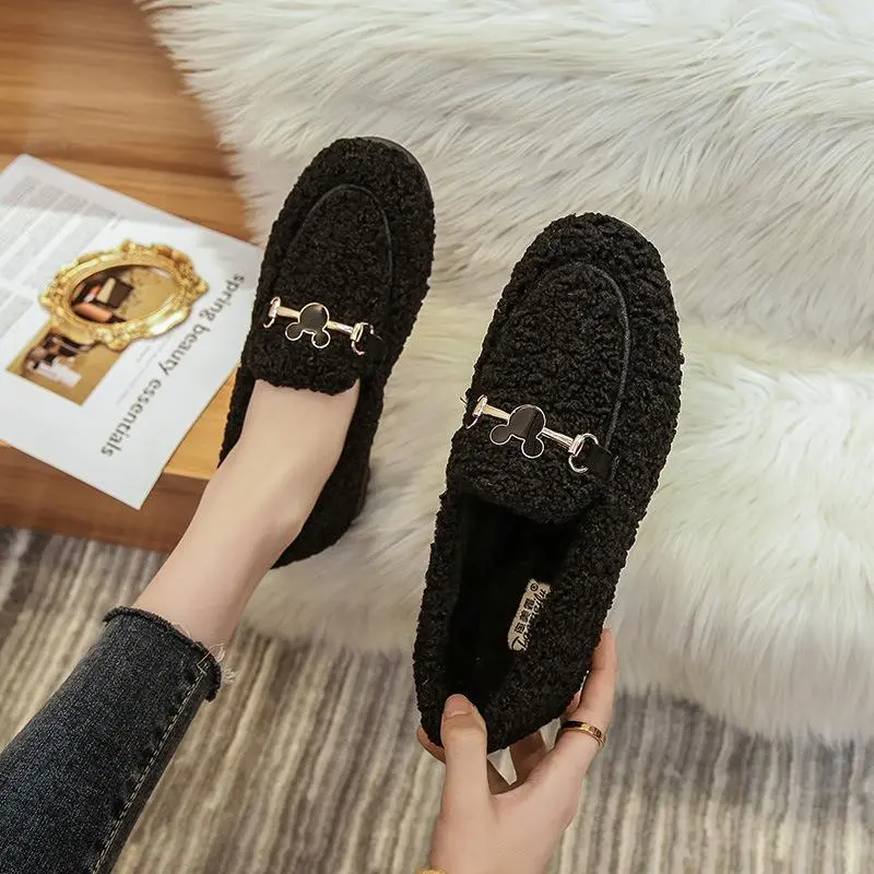 Cilool Furry Flats Loafers Fu64