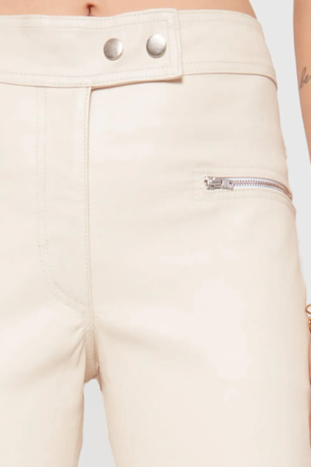 Cream Pocket Zip Pants