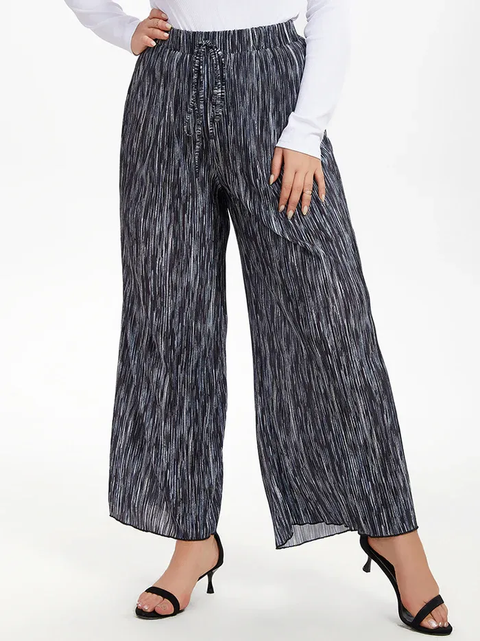 Drawstring Waist Wide Leg Pants