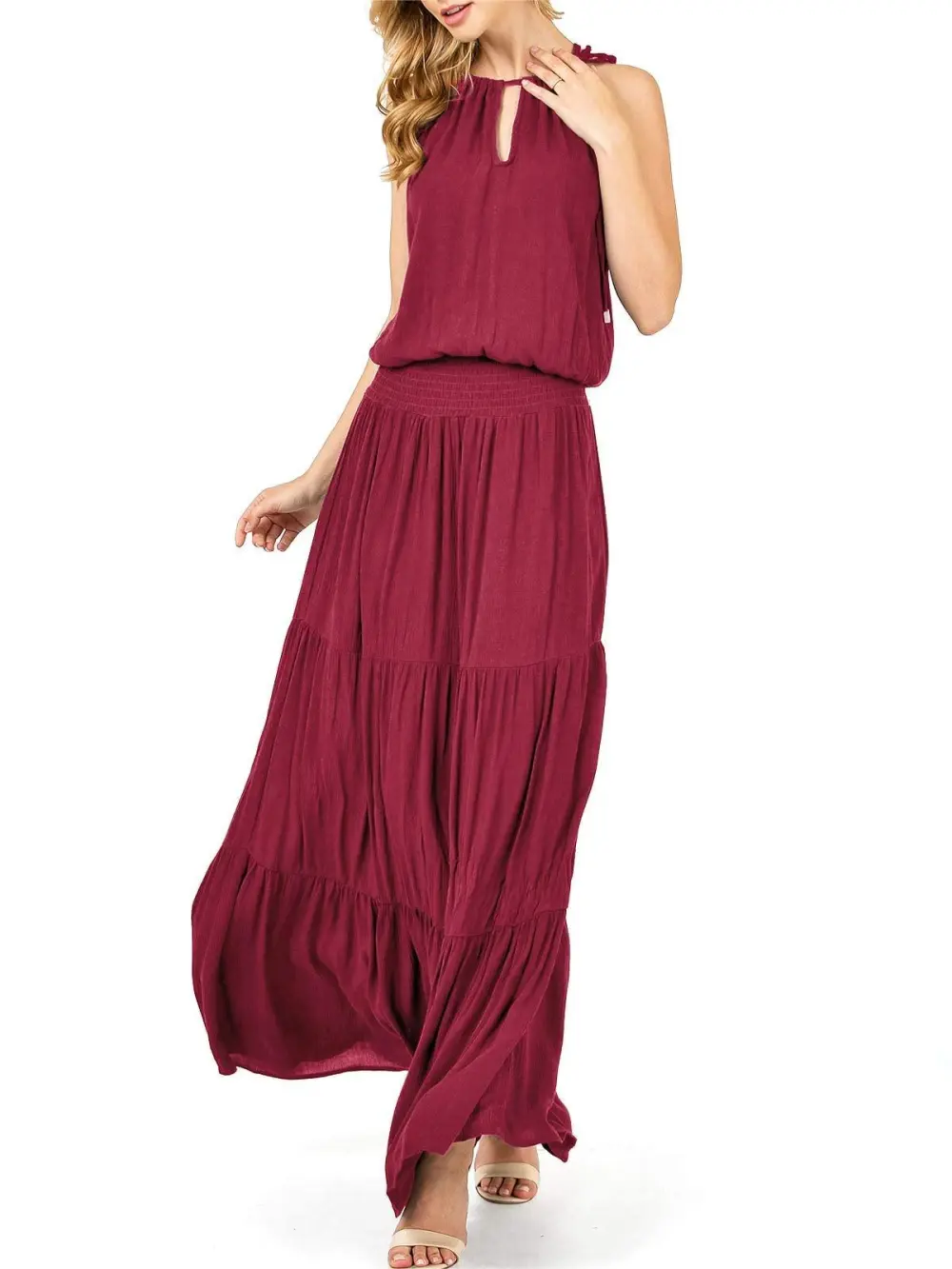 Venetian Halter Maxi Dress