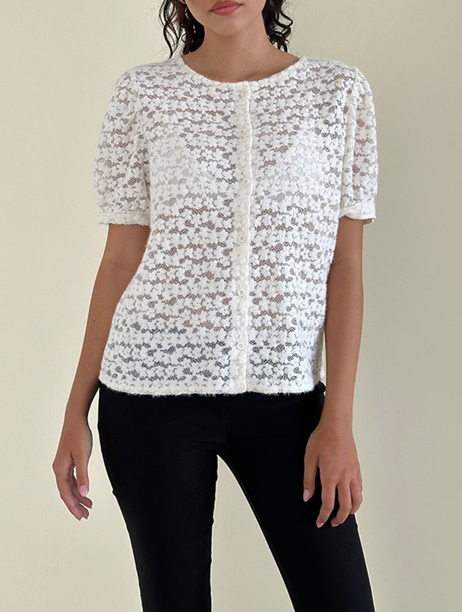 Kaelyn Top in Dahlia Lace Ivory