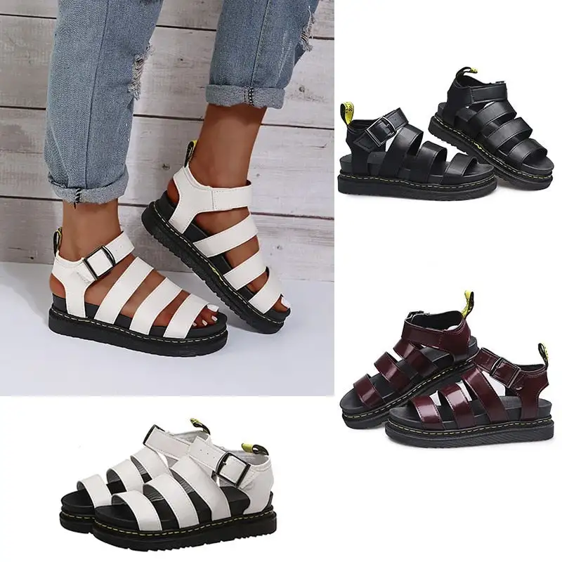 Summer Streetwear Martens Shoes Woman Flats Platform Sandals