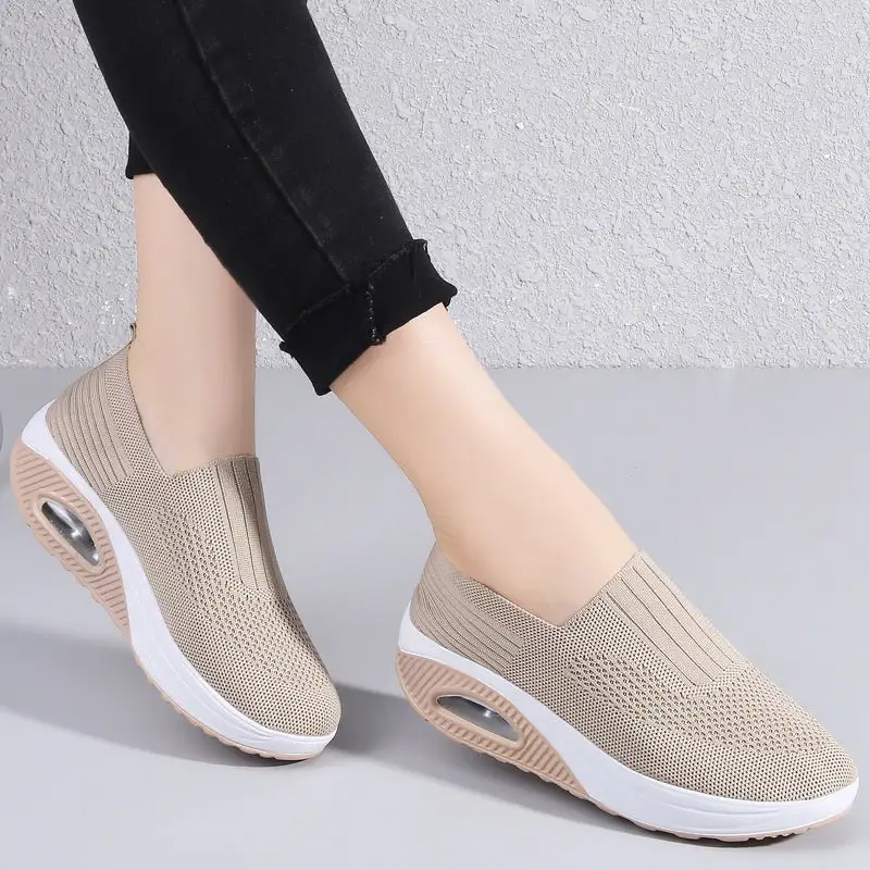 Cilool Casual Shoes Breathable Ladies Platform Sock Sneakers