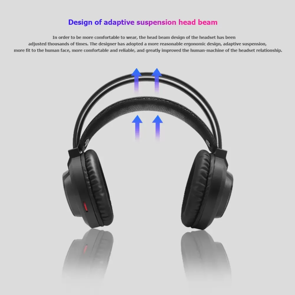 Ergonomic design wired USB headset with RGB colorful game headset, built-in microphone, suitable for laptop and desktop