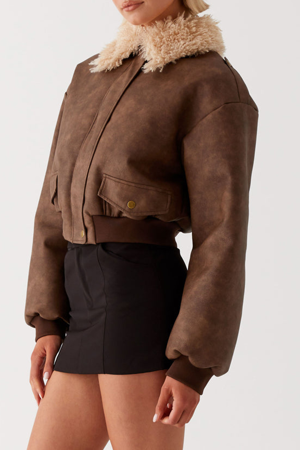 Aston Shearling Bomber Jacket - Brown