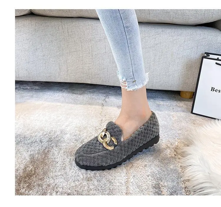 Cilool Furry Flats Loafers Fu61