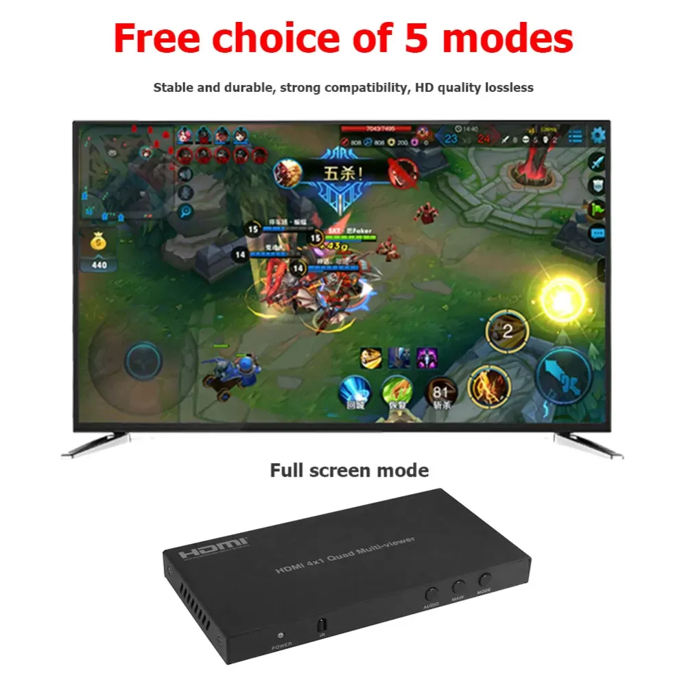 5 Mode 1080p HDMI Multi Viewers Sufficient Enduring Ruggedness 4 in 1 out Screen Splitter 4x1 HDMI Switchers