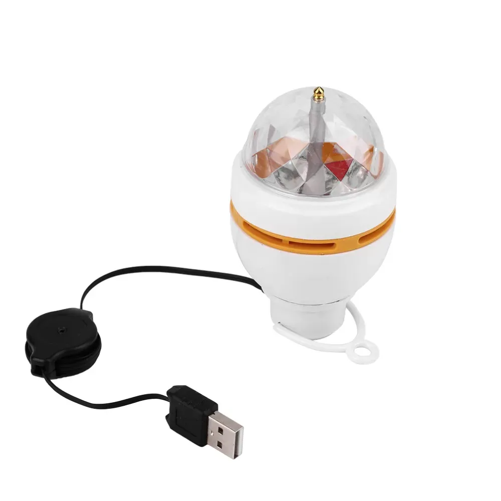 Mini RGB 3W LED MP3 DJ Club Pub Disco Party Music Crystal Magic Ball Stage Effect Light Auto Rotating Bulb With USB Interface