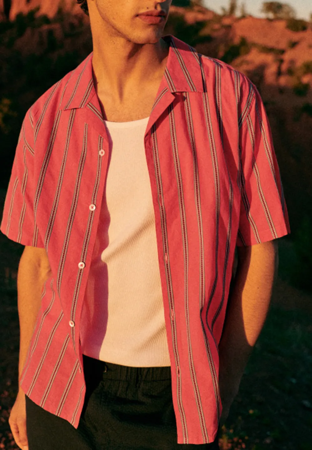 Holt Shirt-Coral Stripes