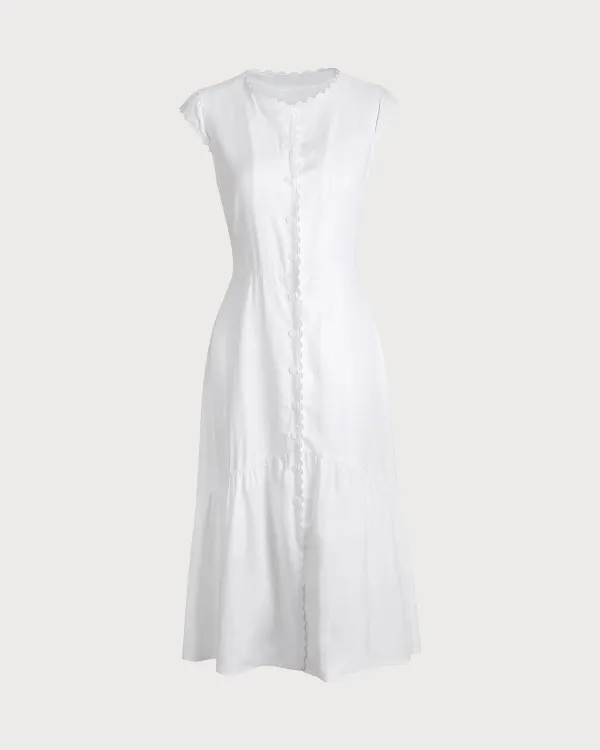 Long white all-match casual dress