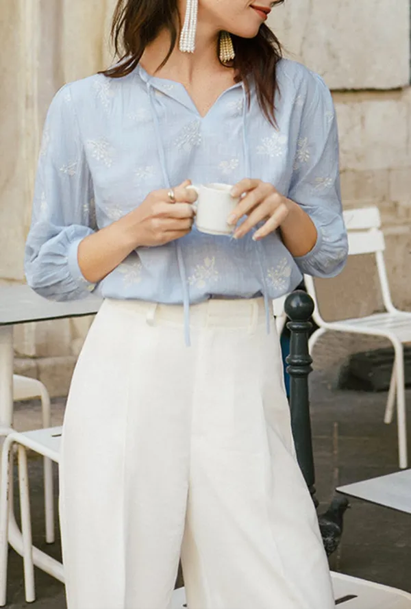 Estella Blouse - Pastel Blue