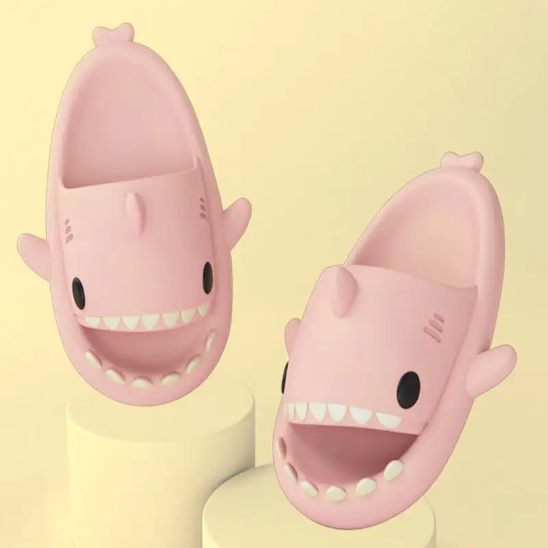 Summer Lovely Shark Shape Slippers Cartoon Couples Slides Beach Sandals Non-slip Soft EVA House Bath Girls Slippers