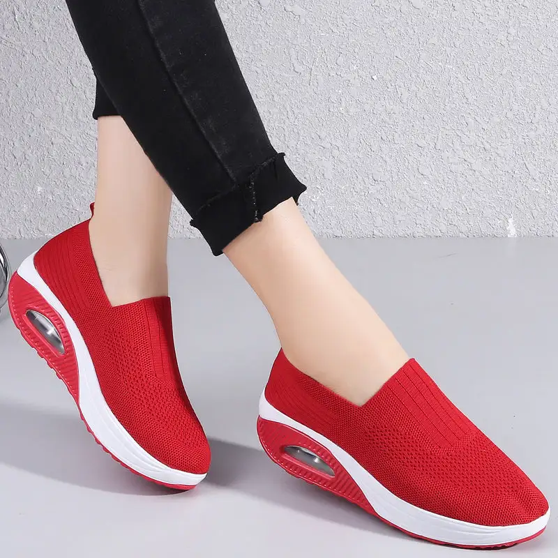 Cilool Casual Shoes Breathable Ladies Platform Sock Sneakers