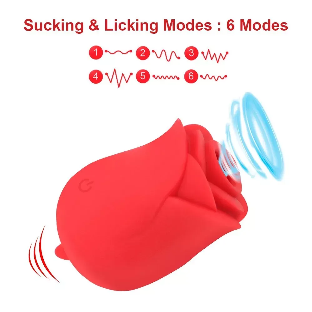 Rose Shape Sucking Licking Vibrator Clitoral G-spot Sex Toy for Women Waterproof