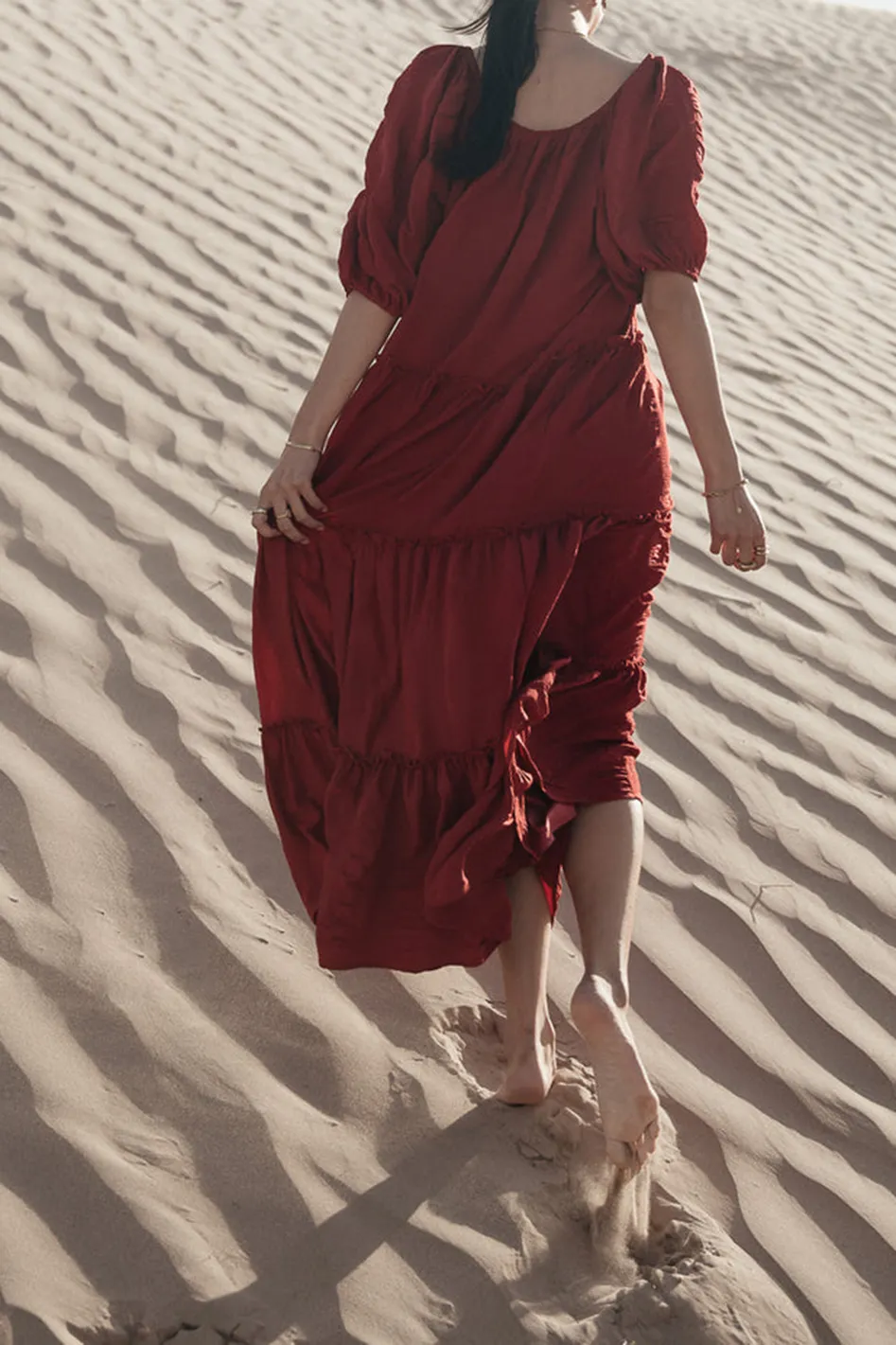 CORINNE TIERED MAXI DRESS IN RED