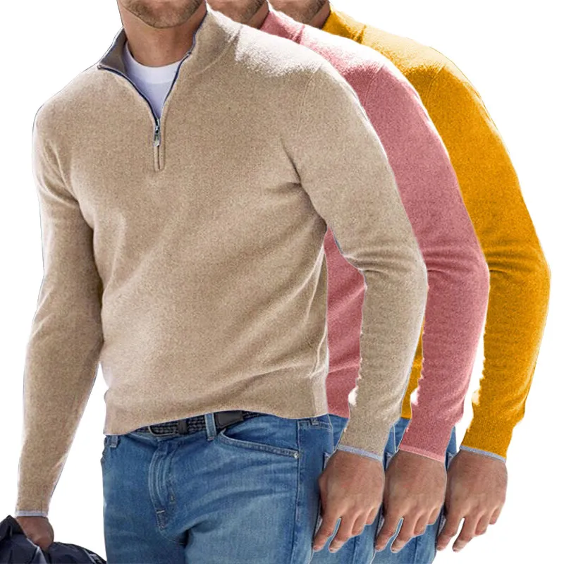 Men's Cashmere Zipper Basic Sweater