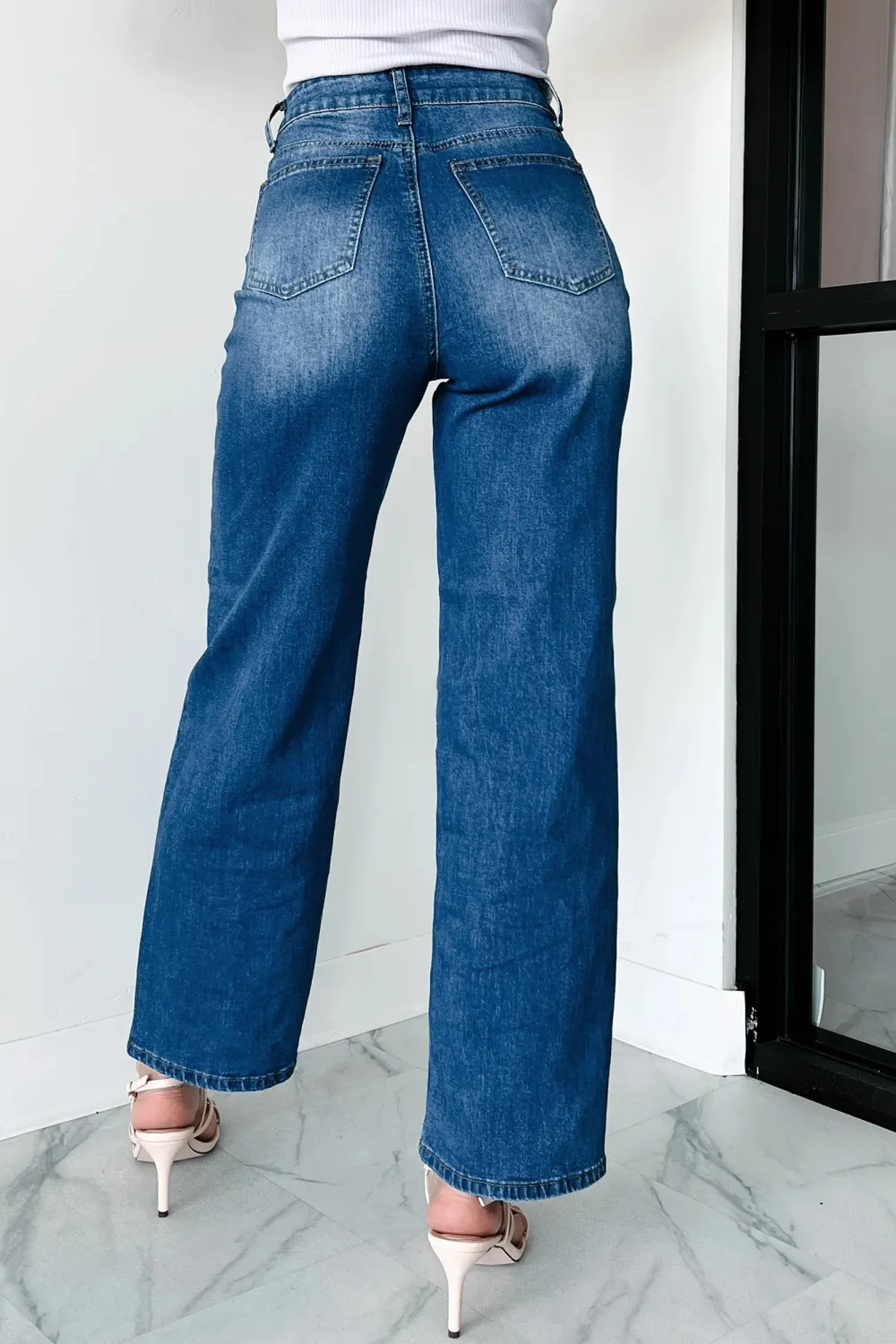 Enzo High Rise Non-Distressed Wide Leg Jeans