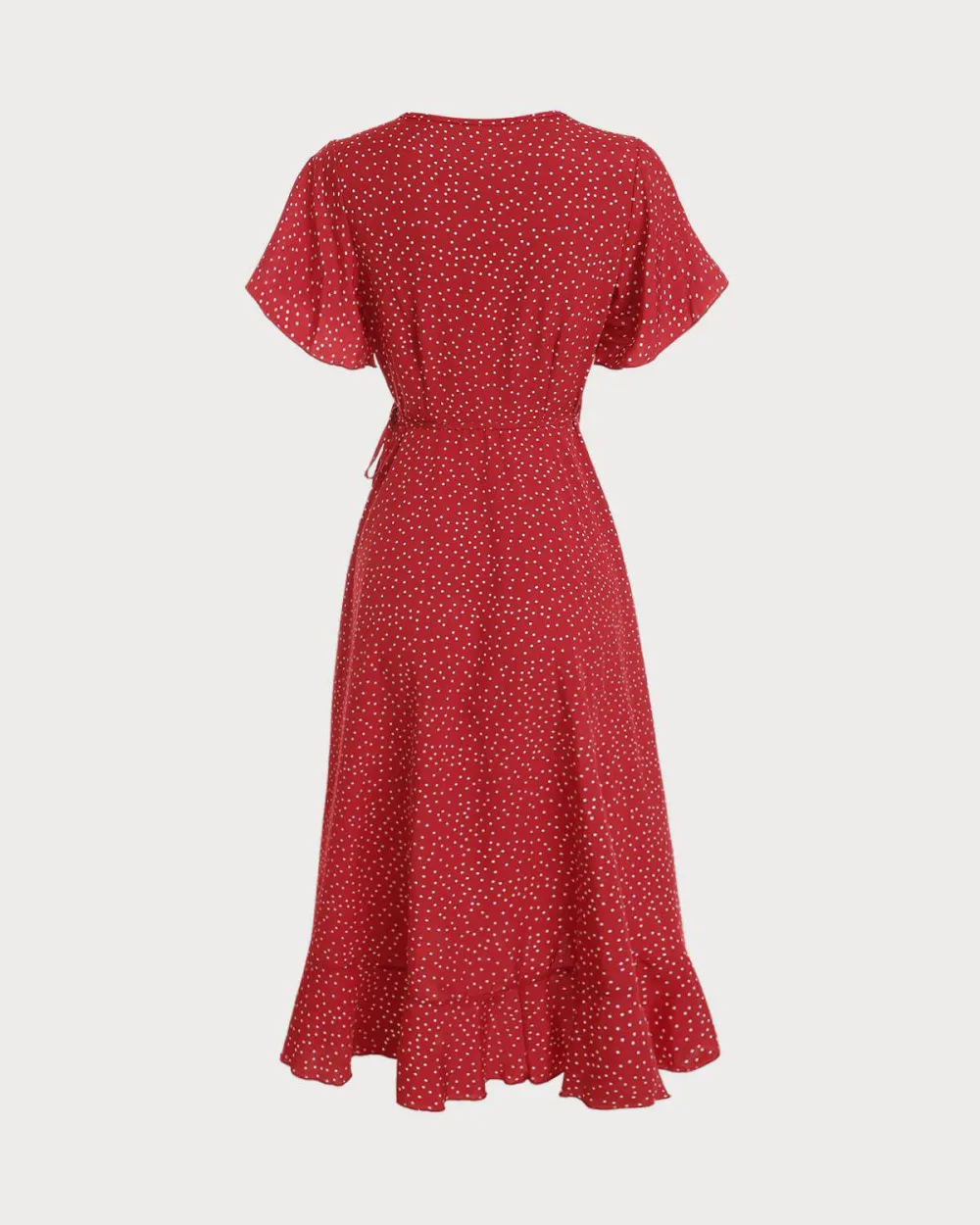 Red Polka Dot Print Midi Dress