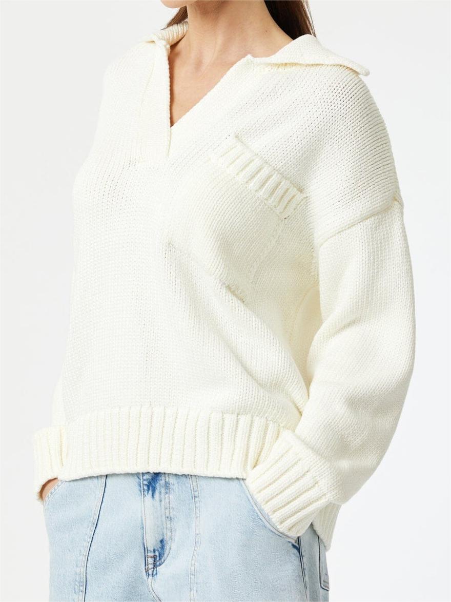 Casual White Polo Sweater